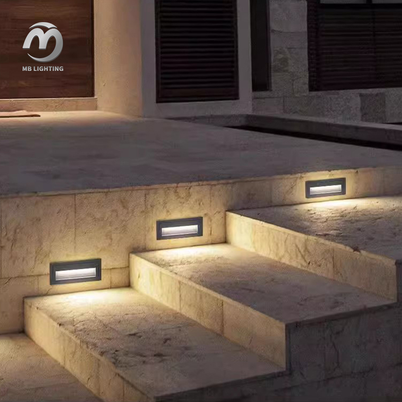 Outdoor LED Wall Lamp Rectangle Foot Light Recessed Corner Light Corridor Step Stair Light