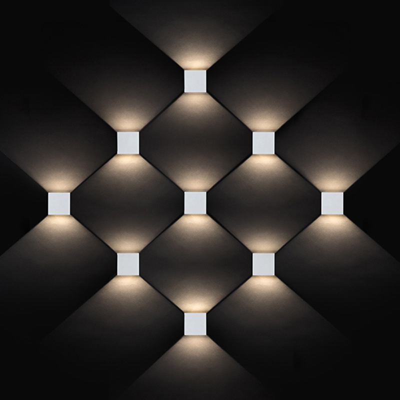 Outdoor Cube Up And Down Wall Lamp Waterproof Porch Lights Garden LED Sconce Lighting