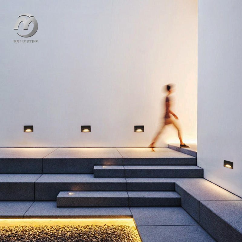 LED Stair Step Light Outdoor Waterproof Aluminum Floor Lamp Modern Embedded Corner Lamps