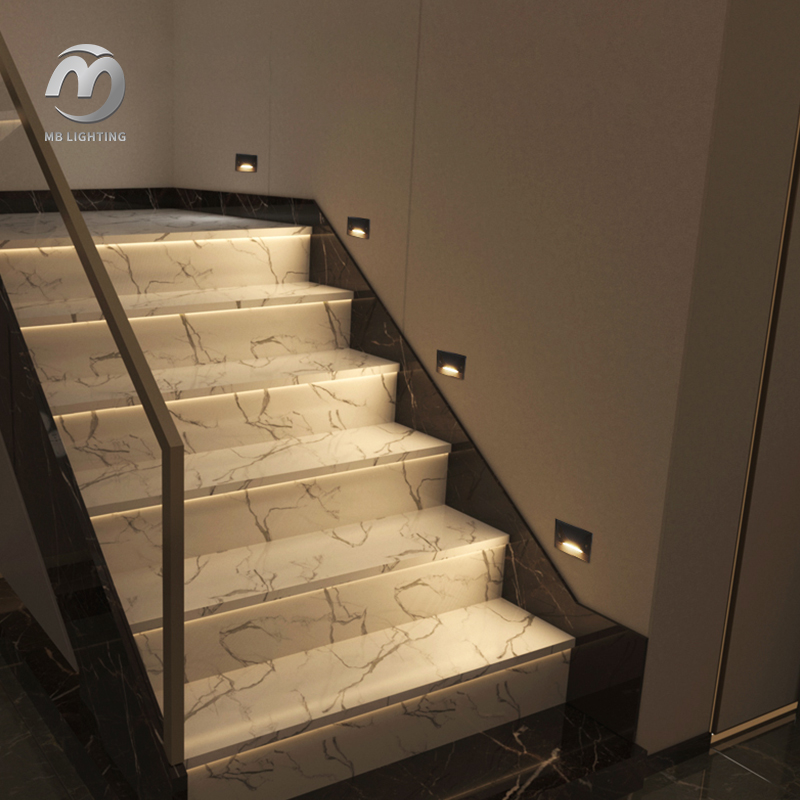 LED Stair Step Light Outdoor Waterproof Aluminum Floor Lamp Modern Embedded Corner Lamps