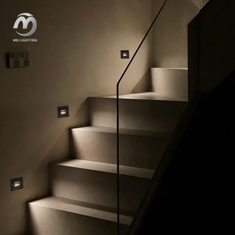 Outdoor Corner Step Light 3W Recessed Rectangle Stair Lighting Waterproof LED Wall Lamps