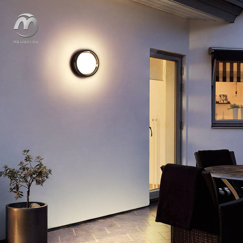 Indoor Outdoor Wall Mount Lamps Garden Terrace Corridor Lighting Round Outside LED Wall Light