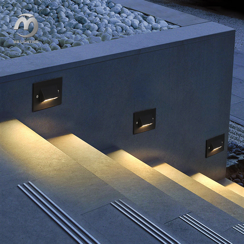 Indoor Outdoor Corridor Recessed Wall Lamps 3W Led Stair Light Aluminum Square Step Lamp