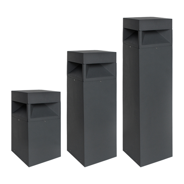 Outdoor Modern Landscape Lighting Waterproof Aluminum Yard Pathway Garden Lights Led Square Bollard Light