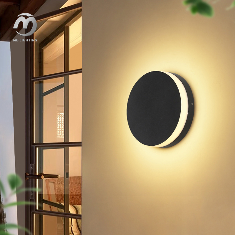 Outdoor Waterproof Wall Mounted Light Porch Corridor Sconce Lamp Aluminum Round LED Wall Light
