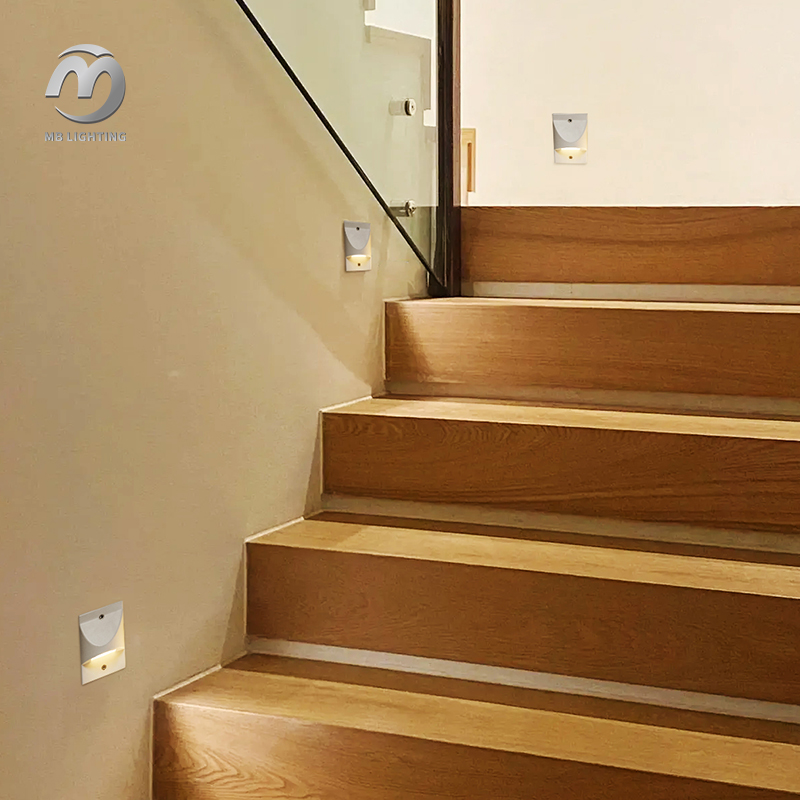 Modern Outdoor Square Recessed Foot Lamp Led Deck Stair Wall Light Aluminium Step Lights