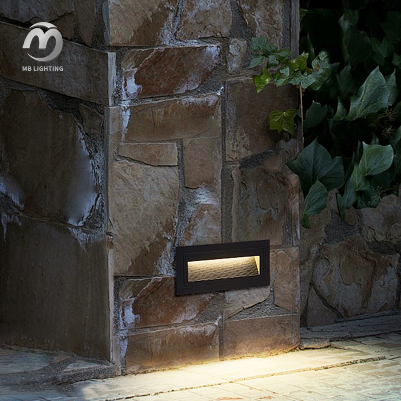 Outdoor LED Wall Lamp Rectangle Foot Light Recessed Corner Light Corridor Step Stair Light