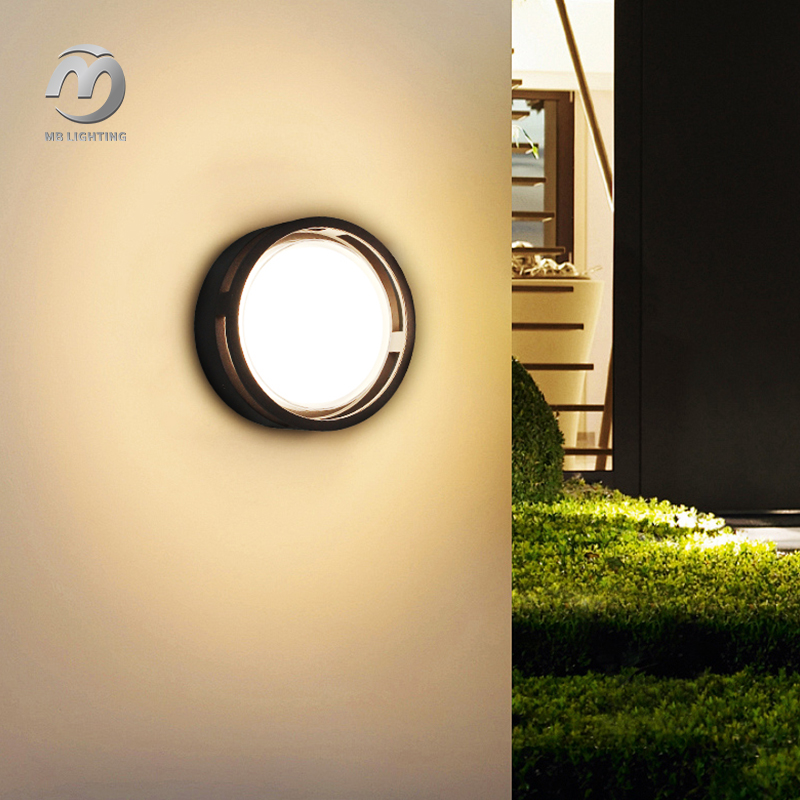 Indoor Outdoor Wall Mount Lamps Garden Terrace Corridor Lighting Round Outside LED Wall Light