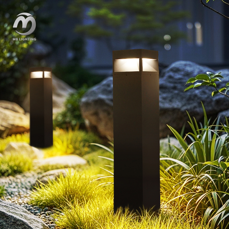 Outdoor Modern Landscape Lighting Waterproof Aluminum Yard Pathway Garden Lights Led Square Bollard Light