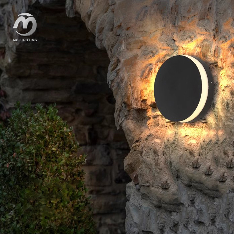 Outdoor Waterproof Wall Mounted Light Porch Corridor Sconce Lamp Aluminum Round LED Wall Light